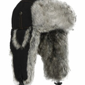 Supplex Bomber-Black w/Grey Faux Fur