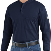 Long Sleeve Tagless Henley Shirt - Long Sizes